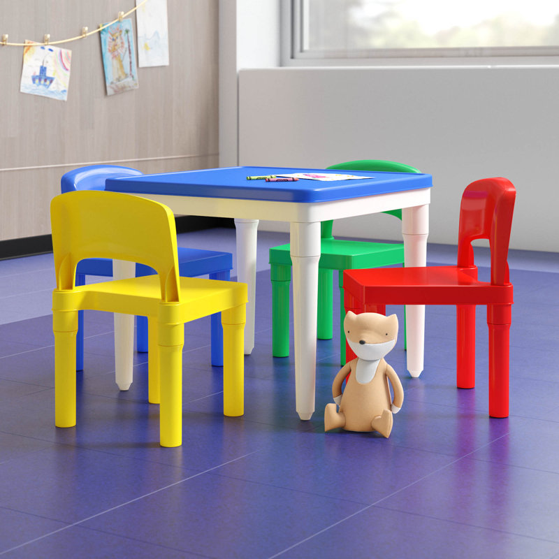 Zoomie Kids Lauritzen 5 Piece Square LEGO Table with Chair Set